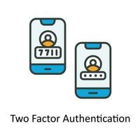 twee factor authenticatie vector vullen schets pictogrammen. gemakkelijk voorraad illustratie voorraad