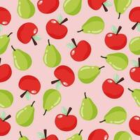 kleurrijk naadloos patroon met hand getekend peren en appels. vector