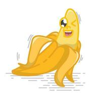 schattig tekenfilm banaan. tekenfilm fruit karakter set. grappig emoticon in vlak stijl. voedsel emoji vector illustratie
