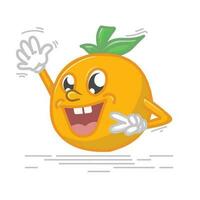 schattig tekenfilm oranje. tekenfilm fruit karakter set. grappig emoticon in vlak stijl. voedsel emoji vector illustratie