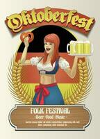 oktoberfeest poster evenement ontwerp in wijnoogst vector