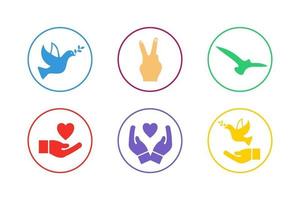 kleurrijke vrede pictogramserie vector