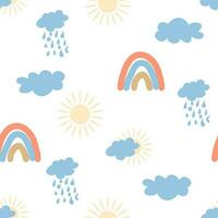 regenboog naadloos patroon in pastel kleuren. Scandinavisch baby hand- getrokken illustratie perfect voor textiel vector