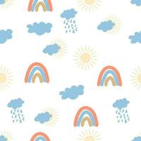 regenboog naadloos patroon in pastel kleuren. Scandinavisch baby hand- getrokken illustratie perfect voor textiel vector