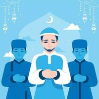 sholat jamaah middelen gemeentelijk gebed illustratie vector