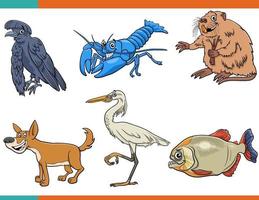 cartoon grappige wilde dieren stripfiguren instellen vector