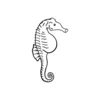 zeepaardje, Scandinavisch stijl zeepaardje, hand- getrokken, mooi gedetailleerd turkoois vector