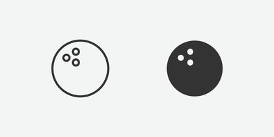 bowlingbal pictogram. eenvoudig overzicht spel- en activiteitspictogram. vector