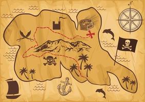 oude piratenkaart van Treasure Island vector