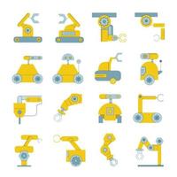 robotarm en reddingsrobot pictogramserie vector