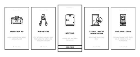 garage gereedschap onderhoud auto reparatie onboarding pictogrammen reeks vector