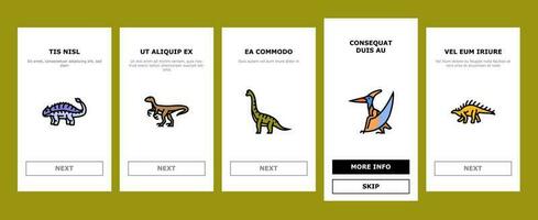 dinosaurus dino dier schattig onboarding pictogrammen reeks vector