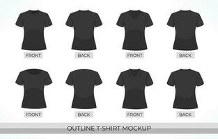 schets zwart t-shirt kleding mockup Mens en vrouw vector