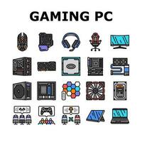 spel pc gamer computer online pictogrammen reeks vector