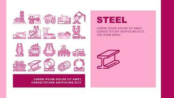 staal productie industrie metaal pictogrammen reeks vector
