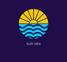 zon en zee logo in ronde. uniek ontwerp kleur overgangen. zomer, vakantie seizoen logo sjabloon. vector. vector