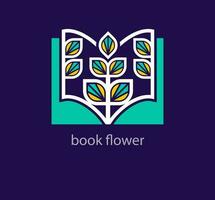 creatief tarwe bloem boek logo. uniek ontwerp kleur overgangen. privaat landbouw school- boek logo sjabloon. vector. vector