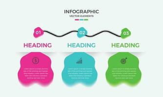 3 stappen bedrijf infographics sjabloon. elementen voor infographics. modern kleurrijk infographic stappen. presentatie en tabel vector