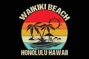 waikiki strand Honolulu Hawaii retro wijnoogst t-shirt ontwerp vector