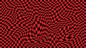 futuristische schaakbord Golf. abstract vector Golf met in beweging vierkanten. schaak bord zwart en rood achtergrond