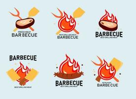 barbecue logo reeks vector reeks barbecue ontwerp elementen en logos