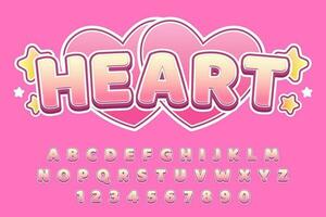 decoratief bewerkbare hart tekst effect vector ontwerp