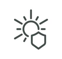zon bescherming verwant icoon schets en lineair vector. vector