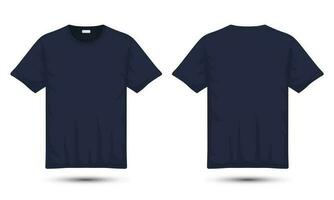 donker blauw t-shirt mockup voorkant en terug visie. vector illustratie