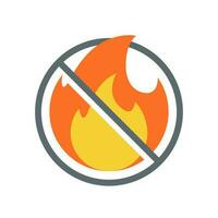 Nee vuur, vlam brandvertragend concept illustratie vlak ontwerp icoon bewerkbare vector eps10