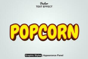 popcorn tekst effect met geel grafisch stijl en bewerkbaar. vector