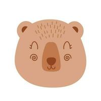 kawaii gezicht beer. Scandinavisch gezicht beer. element voor afdrukken, ansichtkaart en poster. vector illustratie