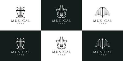 reeks verzameling musical harp logo lier symbool collectie.minimalistisch harp logo ontwerp inspiratie. vector