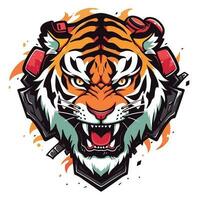 tijger hoofd fietser logo vector t-shirt ontwerp
