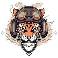 tijger hoofd fietser logo vector t-shirt ontwerp