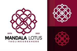 mandala lotus sier- logo vector icoon illustratie