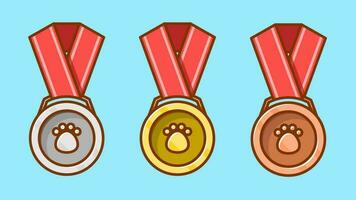 huisdier hangende medailles stoutmoedig tekenfilm stijl voorkant visie gemakkelijk illustratie vector