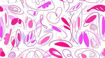 naadloos roze patroon met biologisch abstract elementen. hand- getrokken abstract gekleurde krabbels, gebogen slagen. vector chaotisch decoratief textuur. biologisch vormen.