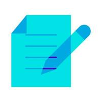papier Notitie verslag doen van en pen blauw icoon vector illustratie