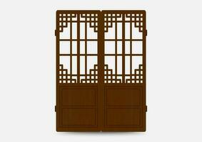 traditionele Koreaanse ornament frame patroon. set van deur en raam antieke decoratie kunst. silhouet vectorillustratie. vector