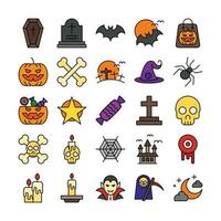 halloween icoon set. gevulde schets icoon vector