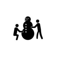 kinderen maken een sneeuwman vector icoon illustratie