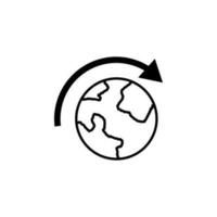 pijl in de cirkel van de aarde schets vector icoon illustratie