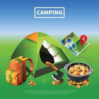 camping realistische gekleurde poster vectorillustratie vector