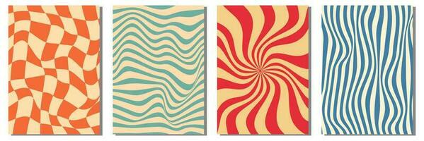 jaren 70 groovy poster y2k retro wijnoogst achtergrond wervelen, schaakbord reeks voor afdrukken ontwerp. spiraal vector illustratie. psychedelisch afdrukken. omslag, poster, behang. jaren 60, hippie.