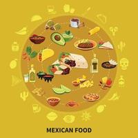 Mexicaans eten ronde samenstelling vectorillustratie vector