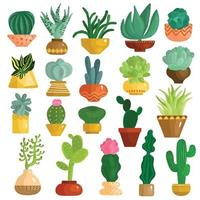 cactussen vetplanten in potten instellen vectorillustratie vector