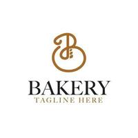 brief b met tarwe voor bakkerij winkel logo ontwerp vector