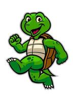 grappig schattig tekenfilm groen schildpad mascotte vector
