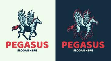 Pegasus gevleugeld paard mascotte logo vector