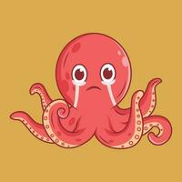 schattig Octopus huilen tekenfilm sticker vector illustratie